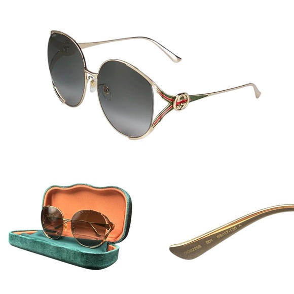 Gucci Accessories - Gucci Oversized Gold Sunglasses - GG0225S
